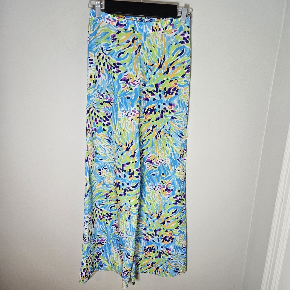 Lilly Pulitzer Middleton Sea Soiree Palazzo Pants Size Small Wide Leg XS